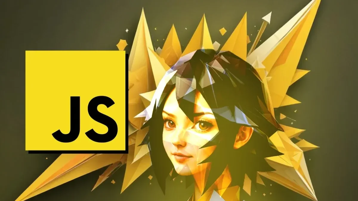 image avec une jeune fille et le logo javascript