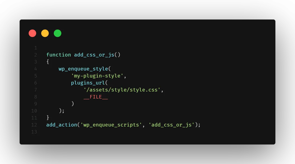 Extrait du code pour ajouter du CSS