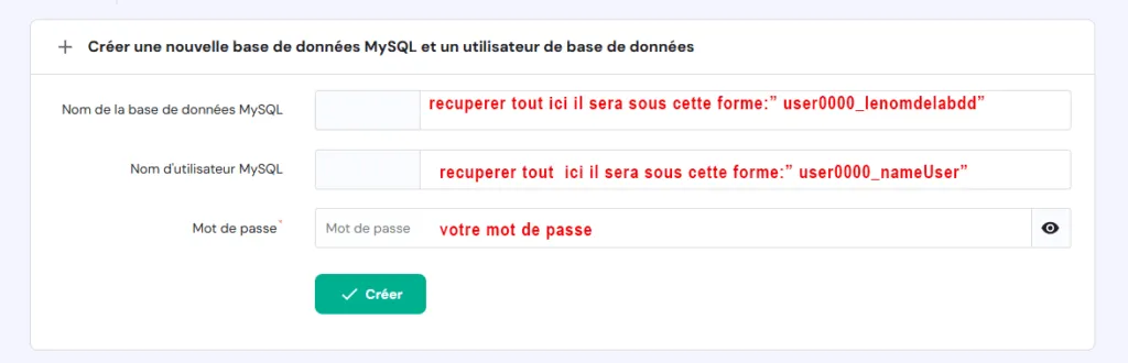 recupération de identifiant pour la base de donnée