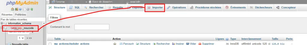 importer les donéée en sql